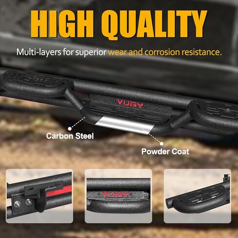 Side Step Running Boards Compatible with 2010-2024 Toyota 4Runner Trail Edition & 2014-2024 4Runner SR5/TRD Pro, Rail Nerf Bars,Blakc&Red(Powder Coated) in Saudi Arabia