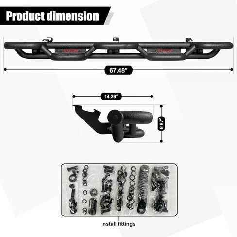 Side Step Running Boards Compatible with 2010-2024 Toyota 4Runner Trail Edition & 2014-2024 4Runner SR5/TRD Pro, Rail Nerf Bars,Blakc&Red(Powder Coated) in Saudi Arabia