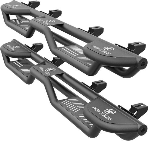 Three Raised Steps Running Boards (Wheel to Wheel Side Steps) Compatible with 2020 2021 2022 2023 2024 2025 Jeep Gladiator JT 4 Door, Bed Access Nerf Bars, Bolt-on Rock Sliders Rail in Saudi Arabia