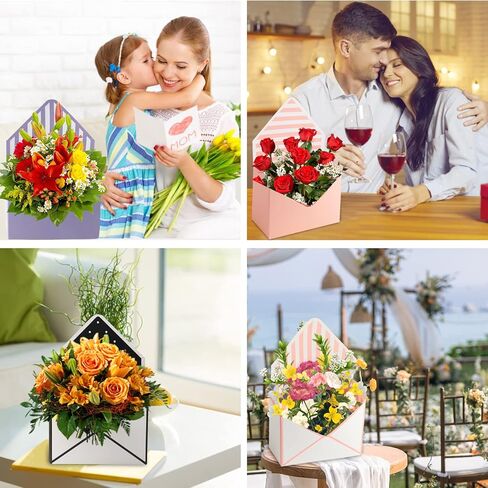 LOMIMOS 10PCS Florist Bouquet Envelope Box,Folding Flower Packaging Wrapping Storage Gift Paper Box for Mother's Day Wedding Engagement Birthday Graduation Valentine Party (Mixed Colors) in Kuwait