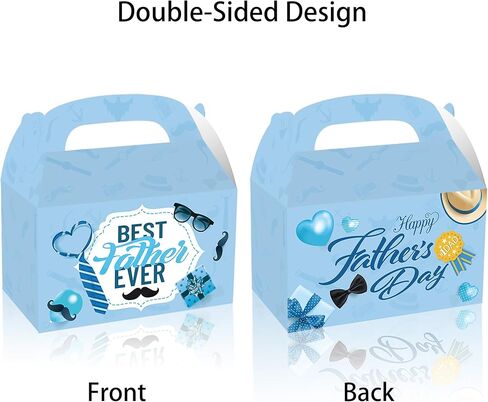 12 Pcs Father's Day Treat Boxes, 4 Designs Suit Necktie Themed Gable Gift Boxes with Handles, Best Dad Ever Paper Candy Cookie Gift Boxes for Father’s Day Party Favors in Saudi Arabia