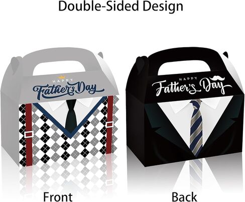 12 Pcs Father's Day Treat Boxes, 4 Designs Suit Necktie Themed Gable Gift Boxes with Handles, Best Dad Ever Paper Candy Cookie Gift Boxes for Father’s Day Party Favors in Saudi Arabia