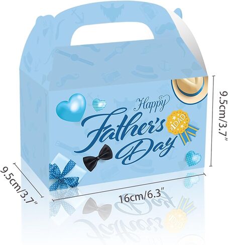 12 Pcs Father's Day Treat Boxes, 4 Designs Suit Necktie Themed Gable Gift Boxes with Handles, Best Dad Ever Paper Candy Cookie Gift Boxes for Father’s Day Party Favors in Saudi Arabia