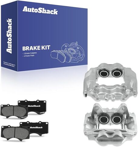 AutoShack Front Brake Calipers & Ceramic Brake Pads for Toyota & Lexus, 4Runner 2010-2015 GX460 2010-2015, AWD 4WD RWD L4 2.7L V6 4.0L V8 4.6L in Kuwait
