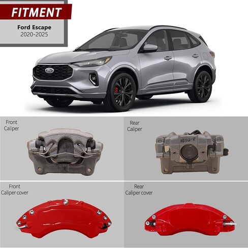 AOOA Caliper Covers Red Aluminum Brake Caliper Covers Fit for Ford Escape 2020-2025& Maverick 2022-2025&Bronco Sport 2021-2025& Fiesta ST 2014-2019（Front and Rear) in Saudi Arabia