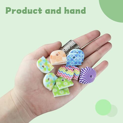 12 Pcs 1-Inch Key Cap Covers with Labels with 10 Pcs 1" Key Rings, Soft Stretchy Silicone Key Identifiers for House Keys, Cute Key Head Protectors for Standard Flat Keys, 6 Stylish Patterns in Kuwait