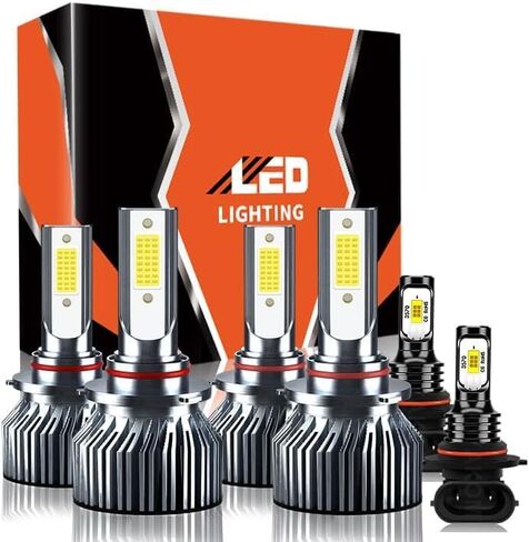 Compatible For Chevy Silverado 1500 2500HD 3500 2003-2006 High/Low Beam Fog Light Bulbs Kit, 32000LM 300% Brightness 6500K White with Cooling Fan, Plug and Play, Pack of 6 in Saudi Arabia