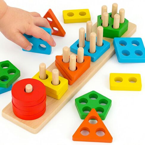 LovesTown 20PCS Montessori Toys, Wooden Sensory Toys Stacking Sorting Toys Toddler Learning Toy Activities Puzzles for Toddlers Kids Baby Boys Girls Birthday Gifts in Saudi Arabia