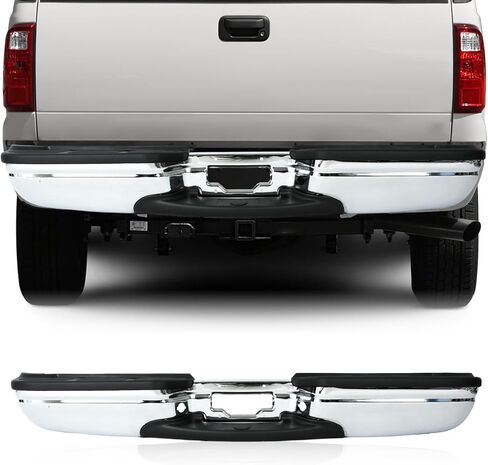 Rear Step Bumper Assembly Compatible with 1999-2007 F250 F350 Pickup Truck Step Bumper Chrome Back Bumper Replacement in Saudi Arabia