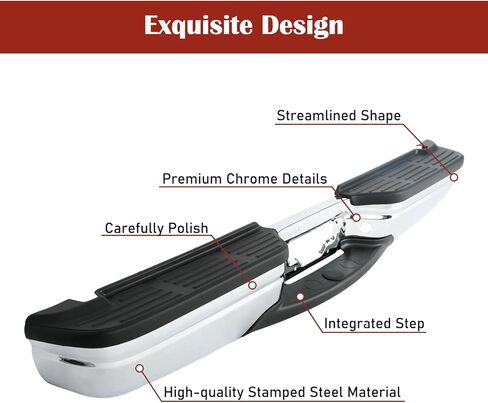 Rear Step Bumper Assembly Compatible with 1999-2007 F250 F350 Pickup Truck Step Bumper Chrome Back Bumper Replacement in Saudi Arabia