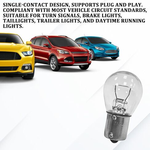 10PCS 1156 Bulb Turn Signal Brake Light Reverse Tail Light Bulb P21W 1141 BA15S 12V 21W High Brightness Halogen Bulbs Replacement for Taillight Parking Lights Car Motorcycle SUV Truck RV (White) in Saudi Arabia