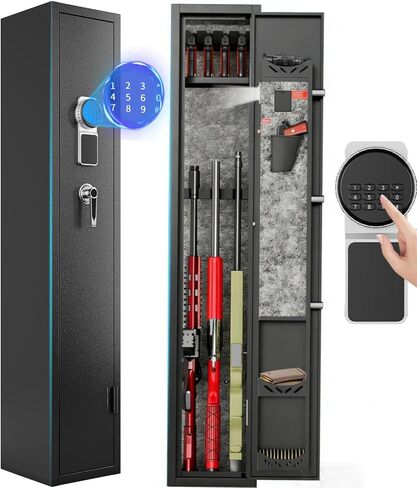 KAER 2-3 Gun Safe for Rifles and Pistols Guns Cabinet for Shotguns Quick Access Long Rifle Safes with Removable Rack LED Light Adjustable Shelves for Home Living Room Bedroom Closet Cloakroom (Black) in Kuwait