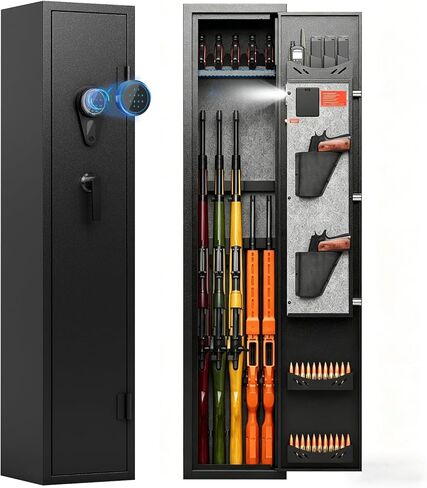 KAER 2-3 Gun Safe for Rifles and Pistols Guns Cabinet for Shotguns Quick Access Long Rifle Safes with Removable Rack LED Light Adjustable Shelves for Home Living Room Bedroom Closet Cloakroom (Black) in Kuwait