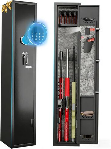 KAER 2-3 Gun Safe for Rifles and Pistols Guns Cabinet for Shotguns Quick Access Long Rifle Safes with Removable Rack LED Light Adjustable Shelves for Home Living Room Bedroom Closet Cloakroom (Black) in Kuwait