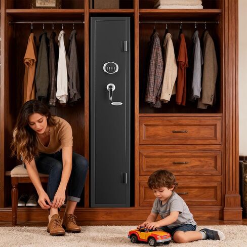 KAER 2-3 Gun Safe for Rifles and Pistols Guns Cabinet for Shotguns Quick Access Long Rifle Safes with Removable Rack LED Light Adjustable Shelves for Home Living Room Bedroom Closet Cloakroom (Black) in Kuwait