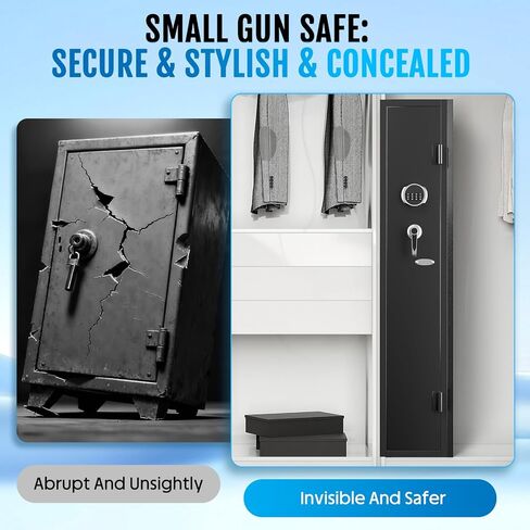 KAER 2-3 Gun Safe for Rifles and Pistols Guns Cabinet for Shotguns Quick Access Long Rifle Safes with Removable Rack LED Light Adjustable Shelves for Home Living Room Bedroom Closet Cloakroom (Black) in Kuwait