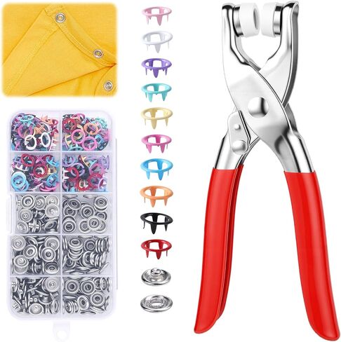 Snap Button Kit with 100pcs Press Pliers Fastener Tool,Colorful Five Claw Buckle Installation Plier Tool Set, Sewing Button Snaps for DIY Crafts, Clothing & Sewing Projects in Kuwait