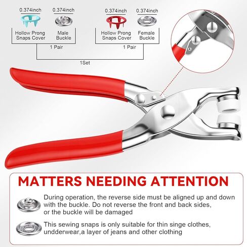 Snap Button Kit with 100pcs Press Pliers Fastener Tool,Colorful Five Claw Buckle Installation Plier Tool Set, Sewing Button Snaps for DIY Crafts, Clothing & Sewing Projects in Kuwait
