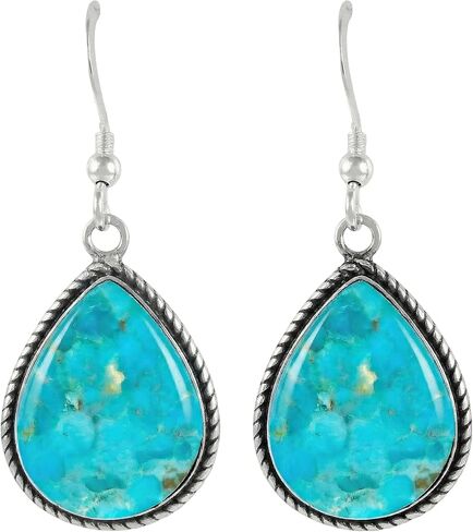 Turquoise Earrings 925 Sterling Silver & Genuine Turquoise (Select style) in Saudi Arabia