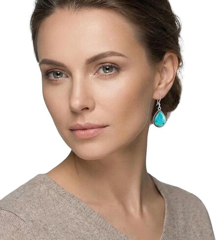 Turquoise Earrings 925 Sterling Silver & Genuine Turquoise (Select style) in Saudi Arabia
