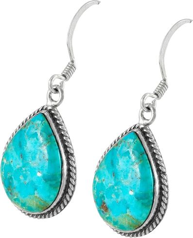 Turquoise Earrings 925 Sterling Silver & Genuine Turquoise (Select style) in Saudi Arabia