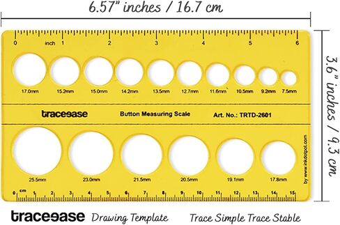 Traceease Button Measuring Scale Stencil Templates, Tailoring Tools and Accessories- Garment Stencils in Saudi Arabia