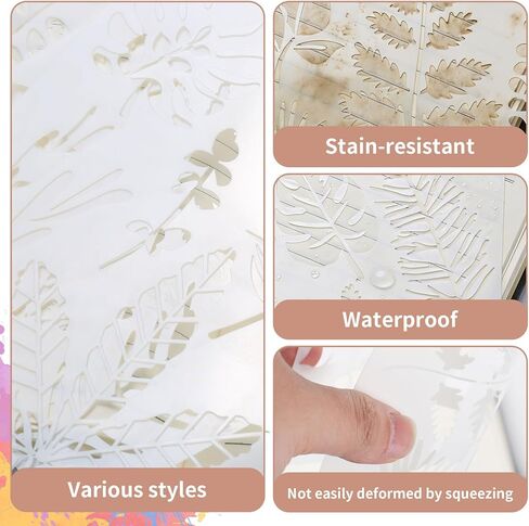 Wall Stencils for Painting, 15-Pack Reusable Plastic Stencils, 8 Inch Leaf Flower Butterfly Patterns, Flexible PET, for Wall Furniture Canvas Home Decor DIY Crafts in Kuwait