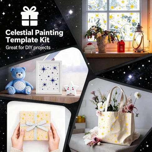 22 Pcs Star Stencils for Painting, Reusable Star Wall Stencil and Moon Stencil, Large Stencils for Painting on Walls, Canvas, Fabric, Decorative Stencil for Home in Saudi Arabia