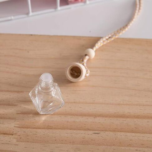 4pcs 8ml Refillable Car Hanging Glass Perfume Bottle Diamond Shaped Pendant Perfume Aromatherapy Bottle Hanging Diffuser Bottle Air Fresher Ornament Vials & 1 Plastic Funnel and 1 Plastic 3ml Dropper in Kuwait