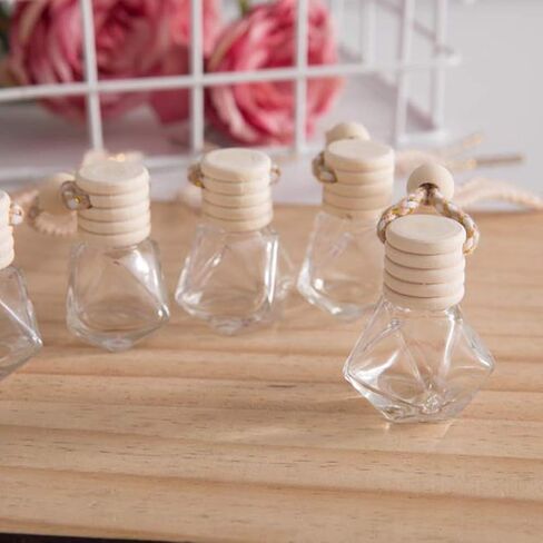 4pcs 8ml Refillable Car Hanging Glass Perfume Bottle Diamond Shaped Pendant Perfume Aromatherapy Bottle Hanging Diffuser Bottle Air Fresher Ornament Vials & 1 Plastic Funnel and 1 Plastic 3ml Dropper in Kuwait