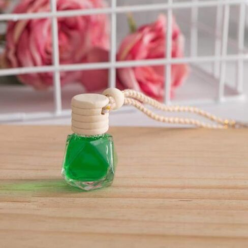4pcs 8ml Refillable Car Hanging Glass Perfume Bottle Diamond Shaped Pendant Perfume Aromatherapy Bottle Hanging Diffuser Bottle Air Fresher Ornament Vials & 1 Plastic Funnel and 1 Plastic 3ml Dropper in Kuwait