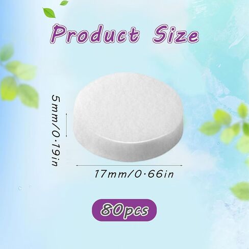 17 mm Car Air Freshener Refill Felt Pads - 80 PCS Unscented Essential Oil Perfume Refill Pads, Air Freshener Replacement Pad, Universal Essential Oil Diffuser Pad for Vent Clips, Home, Car Use in Kuwait