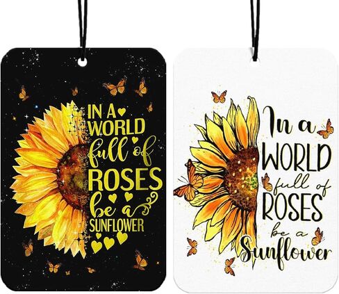 Christian Sunflower Car Air Freshener Hanging 2Pcs Flroal Faith Inspritional Car Accessories Interior, In A World Full of Roses Be a Sunflower Bible Verse Mirror Religious Gifts for Women(Lavender) in Saudi Arabia
