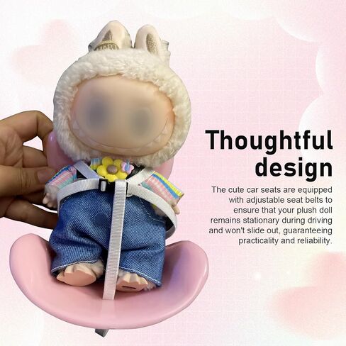2 PCS Car Labubu Display Seat, Thoughtful Driving Companion Doll Air Conditioning Vent Toy Doll Decorative Ornament, DIY Air Vent Clip Modification Accessories (Pink & Black) in Kuwait