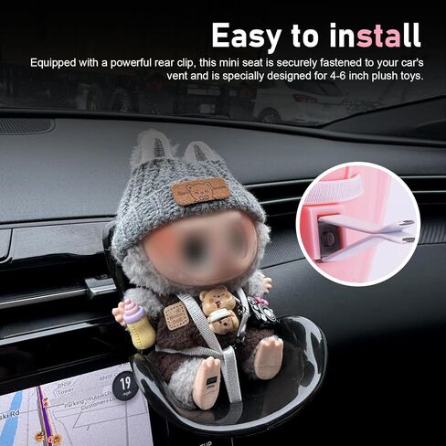 2 PCS Car Labubu Display Seat, Thoughtful Driving Companion Doll Air Conditioning Vent Toy Doll Decorative Ornament, DIY Air Vent Clip Modification Accessories (Pink & Black) in Kuwait