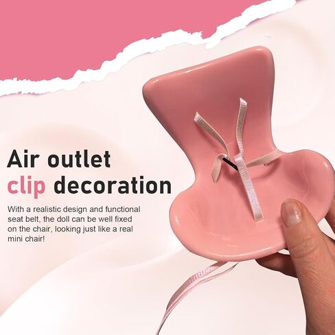 2 PCS Car Labubu Display Seat, Thoughtful Driving Companion Doll Air Conditioning Vent Toy Doll Decorative Ornament, DIY Air Vent Clip Modification Accessories (Pink & Black) in Kuwait