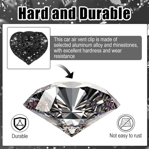9 Pcs Car Clips for Vents,Bling Heart Air Vent Clips,Heart-Shaped Car Vent Clip with Rhinestone, Rhinestone Diffusers & Cars Interior Decor - Cute Bling Accessories for Women in Saudi Arabia