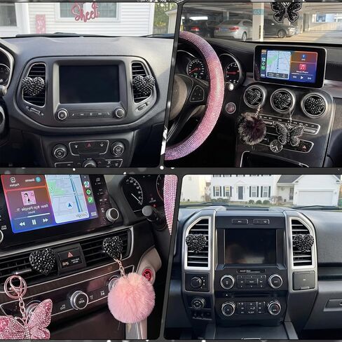 9 Pcs Car Clips for Vents,Bling Heart Air Vent Clips,Heart-Shaped Car Vent Clip with Rhinestone, Rhinestone Diffusers & Cars Interior Decor - Cute Bling Accessories for Women in Saudi Arabia