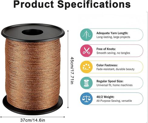 164 Yds Upholstery Thread Nylon Thread Brown Leather Sewing Threads Extra Strong Bonded Upholstery Threads for Sewing Machines Denim Heavy Fabric DIY Crafts in Kuwait