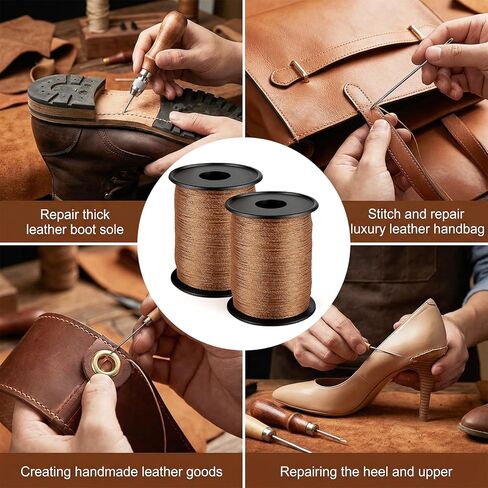 164 Yds Upholstery Thread Nylon Thread Brown Leather Sewing Threads Extra Strong Bonded Upholstery Threads for Sewing Machines Denim Heavy Fabric DIY Crafts in Kuwait