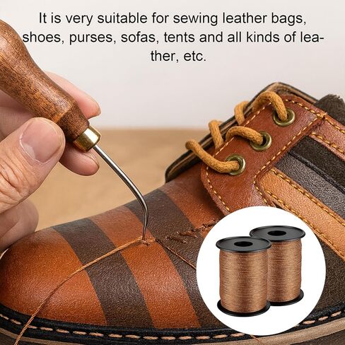 164 Yds Upholstery Thread Nylon Thread Brown Leather Sewing Threads Extra Strong Bonded Upholstery Threads for Sewing Machines Denim Heavy Fabric DIY Crafts in Kuwait