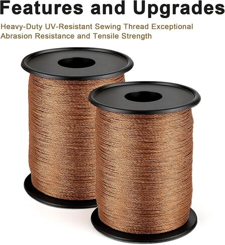 164 Yds Upholstery Thread Nylon Thread Brown Leather Sewing Threads Extra Strong Bonded Upholstery Threads for Sewing Machines Denim Heavy Fabric DIY Crafts in Kuwait