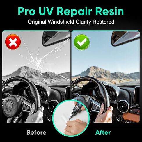 Windshield Chip Repair Kit - 2026 Upgrade Car Windshield Crack Repair Kit, Glass Repair Liquid for Cracks and Chips, Rock Chip Repair Kit for Fix Windows, Mirrors, Glasses, All Crack Types in Saudi Arabia