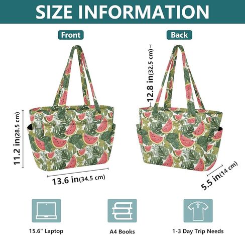 ALAZA Monstera Deliciosa Watermelon Pattern Tote Bag with Laptop Sleeve, Shoulder Bag Handbags Briefcase for Travel, Work, Gym in Kuwait