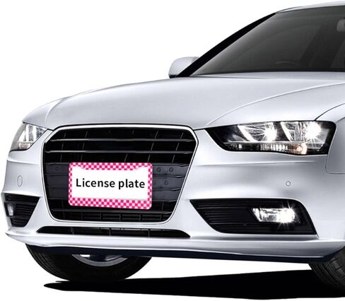 Pink Checkered License Plate Frame - Pink Race Flag License Plate Frame 2 Hole Aluminum Car Accessory 12.3 X 6.3Inch Car Sticker Gift for Men Women in Kuwait