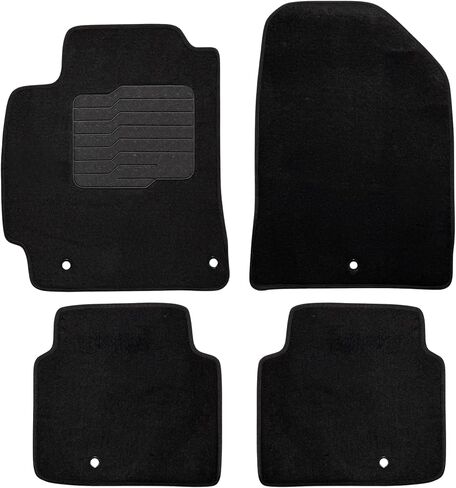 ecoMats Carpet Floor Mats Fit for 2017 to 2020 Hyundai Elantra, with Anti Slip Driver Heel Pad and Safety Locks, Front and Rear Set, Black in Kuwait