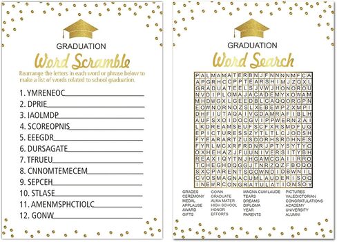 Graduation Party Word Scramble Game Cards, Games Activities and College Party Decorations(50 pack) in Saudi Arabia