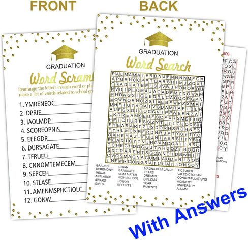 Graduation Party Word Scramble Game Cards, Games Activities and College Party Decorations(50 pack) in Saudi Arabia