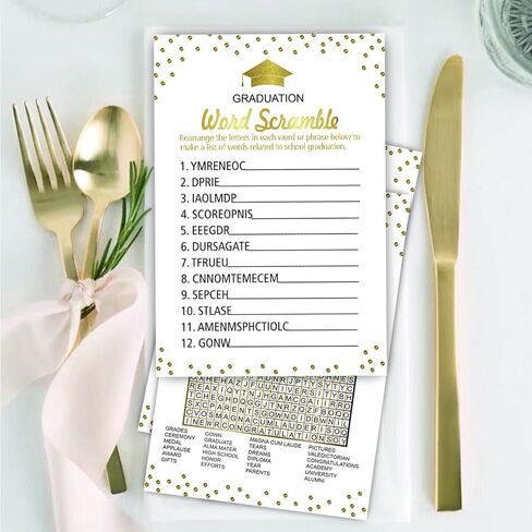 Graduation Party Word Scramble Game Cards, Games Activities and College Party Decorations(50 pack) in Saudi Arabia