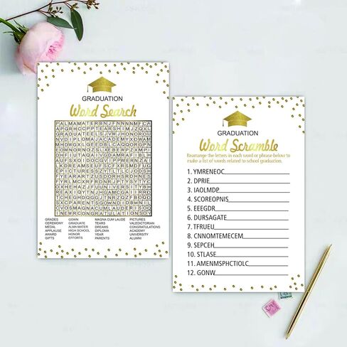 Graduation Party Word Scramble Game Cards, Games Activities and College Party Decorations(50 pack) in Saudi Arabia
